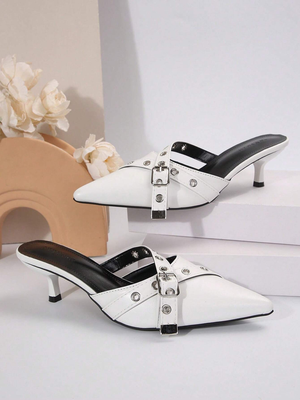 New Arrival Pointed Toe Leopard Print Bow Decor Mid Heel Mules, Fashionable EU Style, Early Autumn