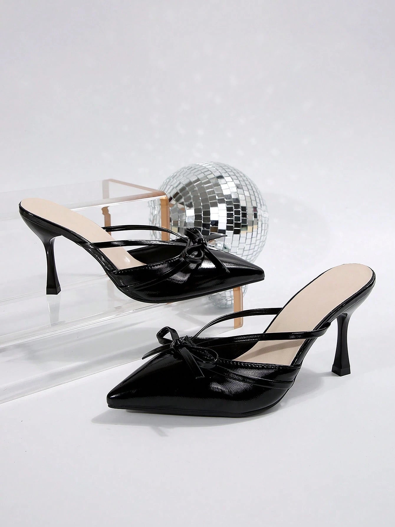 New Arrival Pointed Toe Leopard Print Bow Decor Mid Heel Mules, Fashionable EU Style, Early Autumn