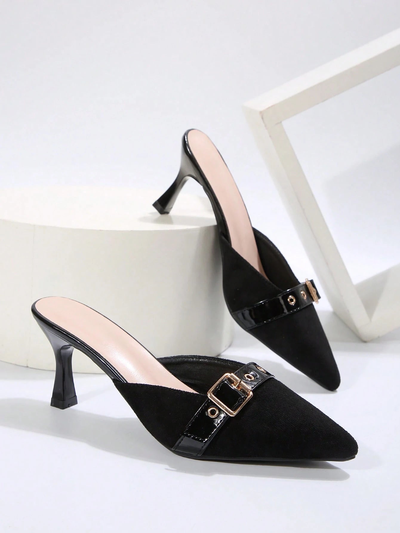 New Arrival Pointed Toe Leopard Print Bow Decor Mid Heel Mules, Fashionable EU Style, Early Autumn