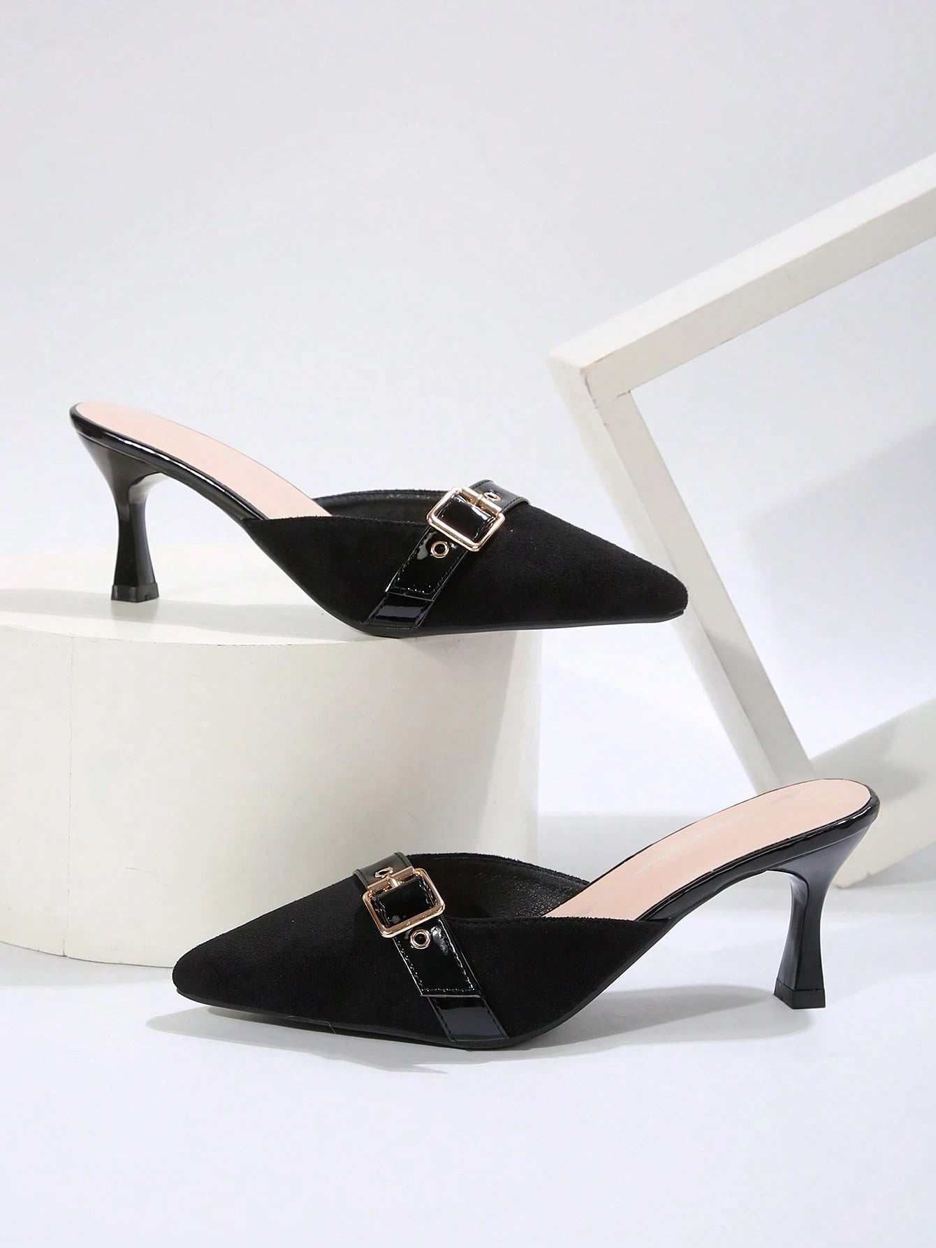 New Arrival Pointed Toe Leopard Print Bow Decor Mid Heel Mules, Fashionable EU Style, Early Autumn