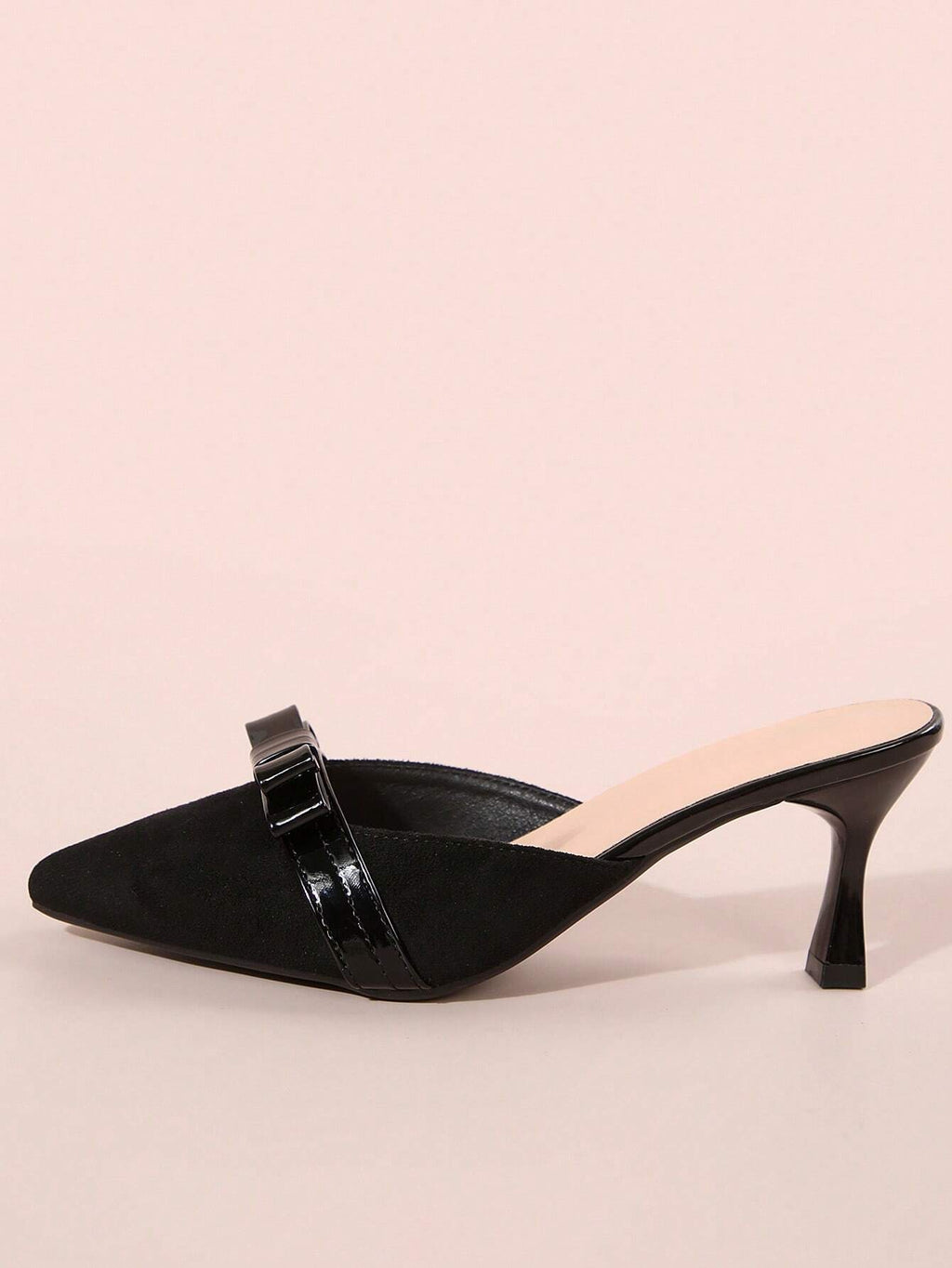 New Arrival Pointed Toe Leopard Print Bow Decor Mid Heel Mules, Fashionable EU Style, Early Autumn