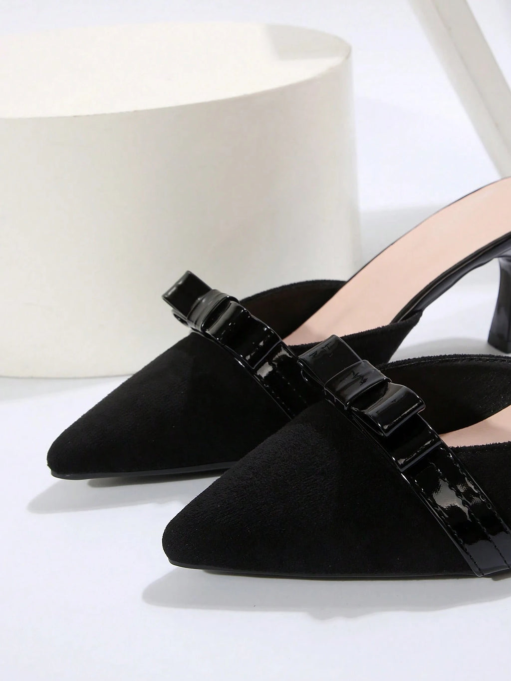 New Arrival Pointed Toe Leopard Print Bow Decor Mid Heel Mules, Fashionable EU Style, Early Autumn