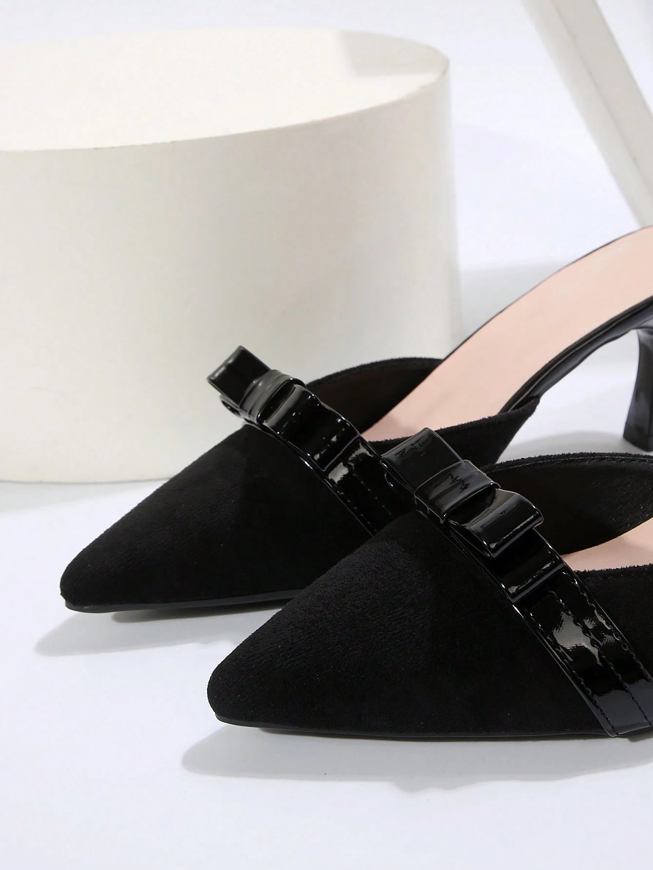 New Arrival Pointed Toe Leopard Print Bow Decor Mid Heel Mules, Fashionable EU Style, Early Autumn