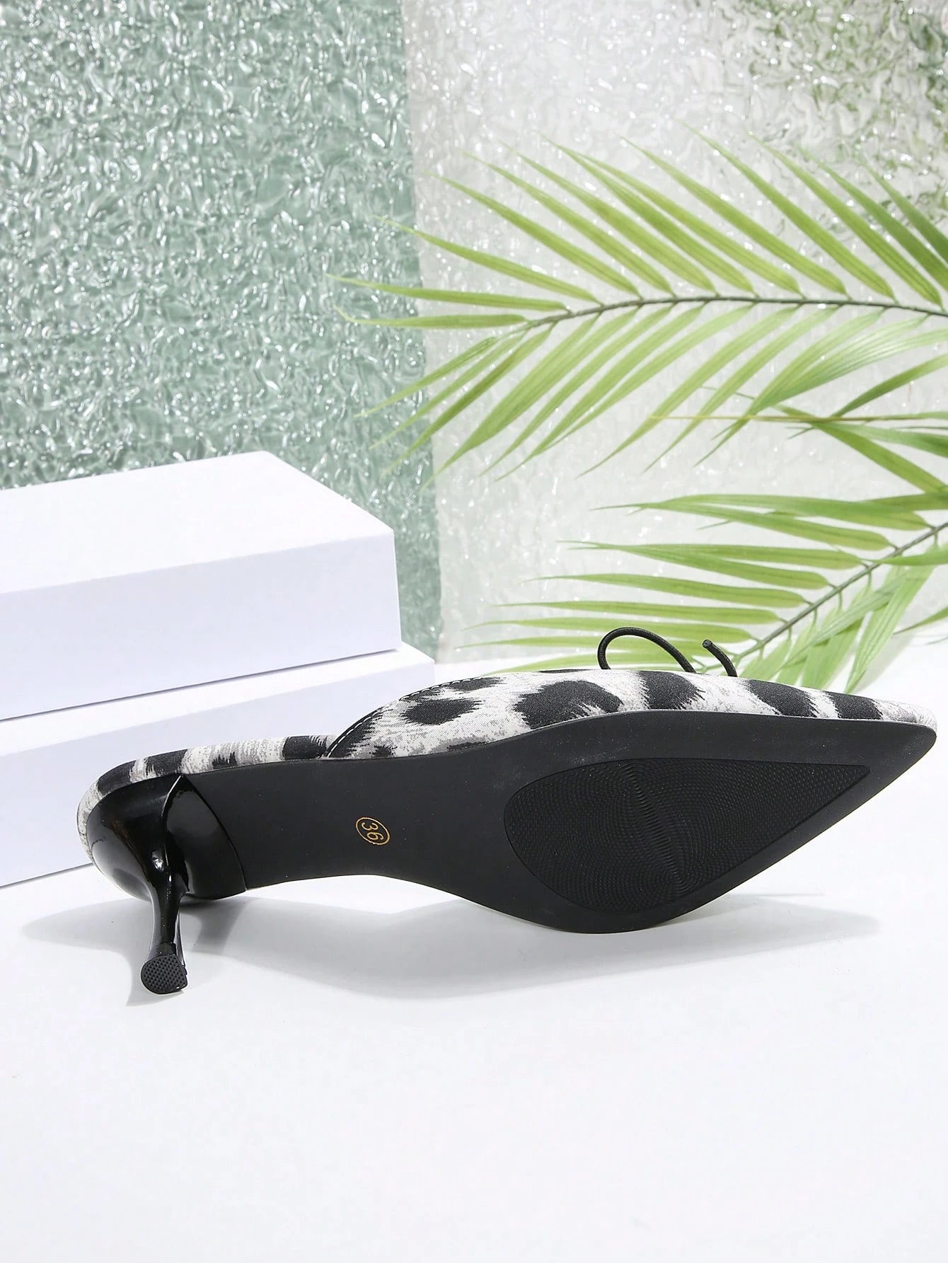 New Arrival Pointed Toe Leopard Print Bow Decor Mid Heel Mules, Fashionable EU Style, Early Autumn
