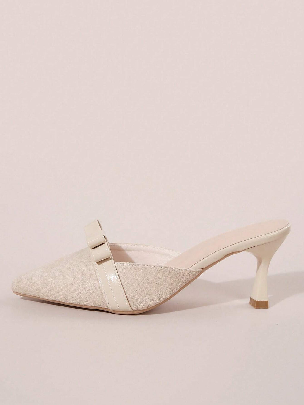 New Arrival Pointed Toe Leopard Print Bow Decor Mid Heel Mules, Fashionable EU Style, Early Autumn