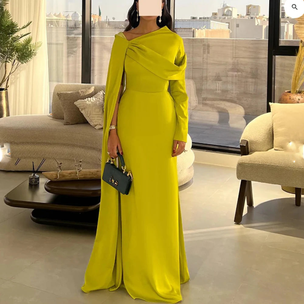 Mila Customized Off the Shoulder Long Sleeve Sheath Evening Dresses Shawl  Wedding Dress Floor-Length Zip Prom dresses