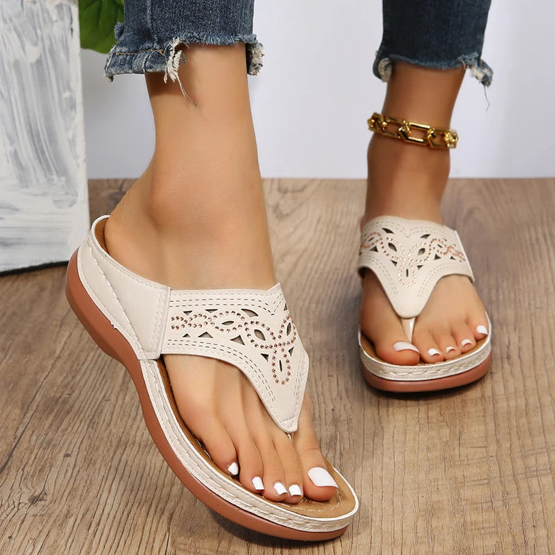 Clip Toe Wedge Sandals Women 2024 Summer Thick Platform Beach Sandals Woman Plus Size 44 Low