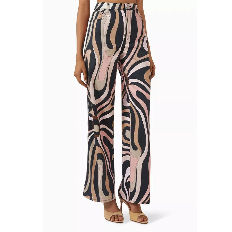 Chic Printed Short Jumpsuit Pants Set Women Slim O-neck Full Sleeve Romper Wide Leg Trouser 2025 Summer Autumn Lady Casual Suit