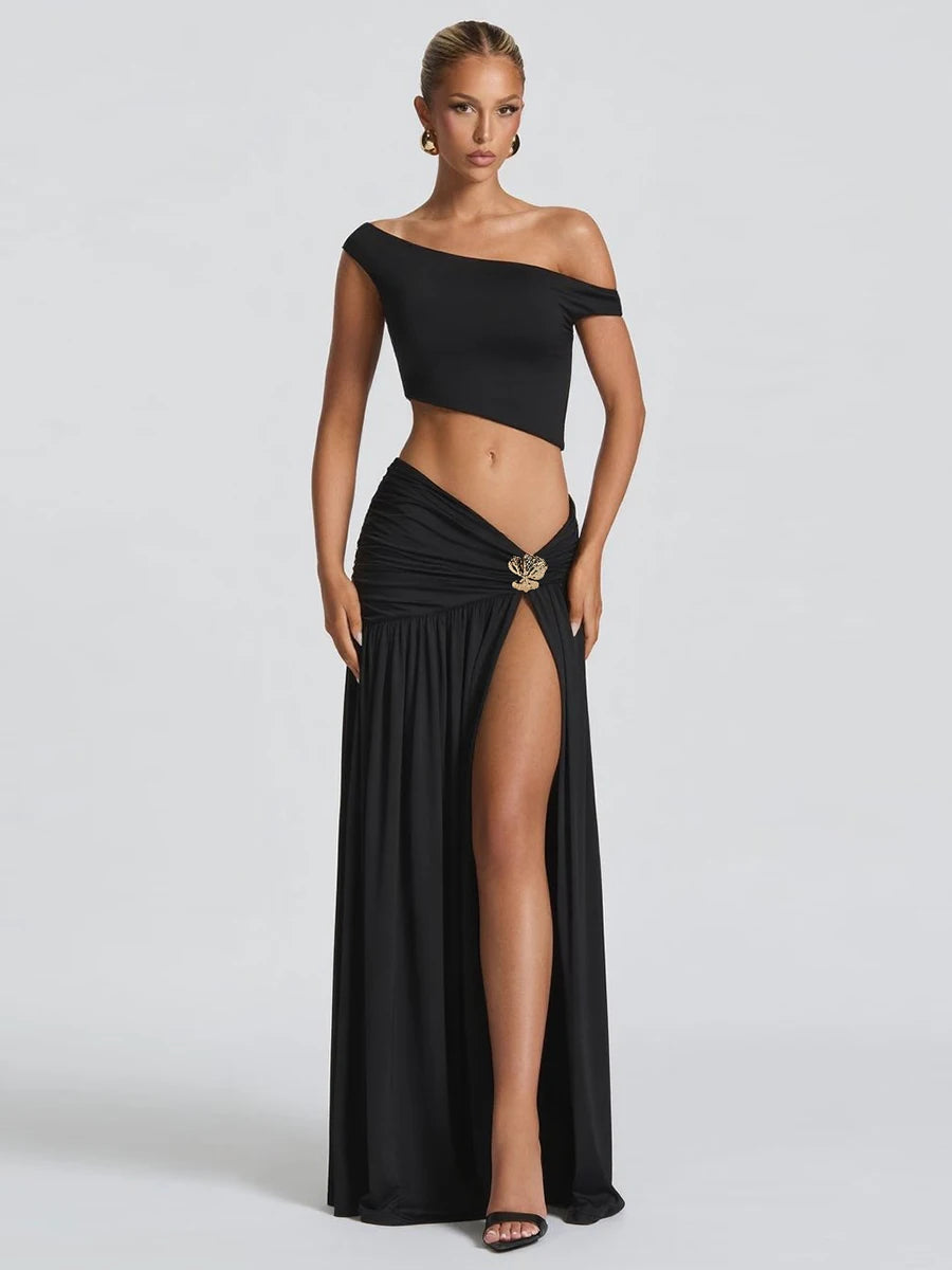 Sisterlinda Spring Release Junior Fashion Leisure High Street Skirt Suit K25S74333 Girl Solid Halter Waist Exposure Skirt Suit