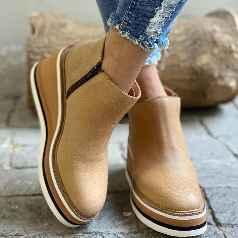 Boots Women New Flat Women's Boots Zipper Women Shoes Plus Size Ankle Boots Keep Warm Fashion Botas Mujer Winter Shoes