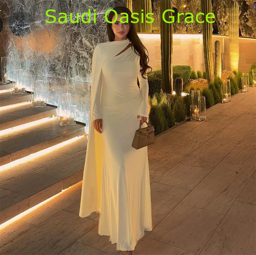 Customized Customized Elegant Yellow Chiffon Evening Dress Modern Crew Neck Long Sleeves Party Dress Temperament Straight Celebr