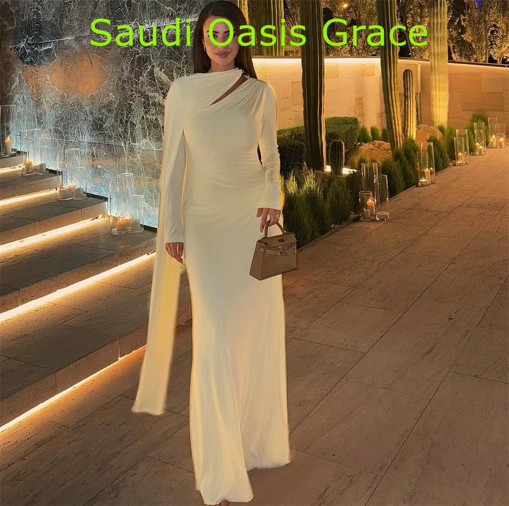 Customized Customized Elegant Yellow Chiffon Evening Dress Modern Crew Neck Long Sleeves Party Dress Temperament Straight Celebr