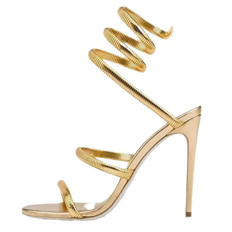 Aneikeh Sexy Crystal Ankle Strap Heels Sandals Women Summer Street Style Open Toe Thin High Heels Party Banquet Prom Luxury Shoe