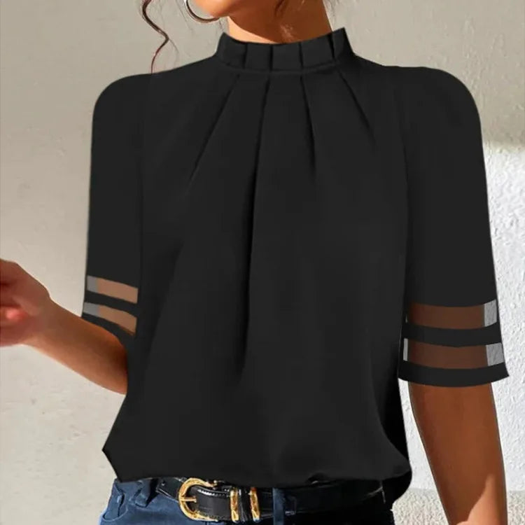 Sexy Off Shoulder Office Tops And Blouses Women 2025 Summer Casual Short Sleeve Top Femme Black Shirts Blouse Woman