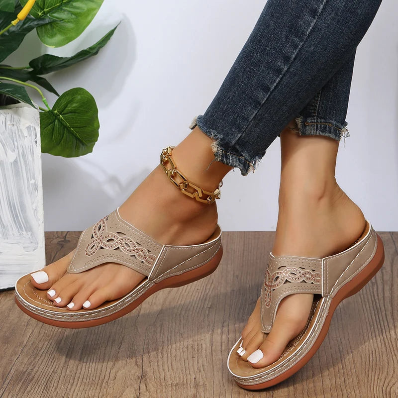 Clip Toe Wedge Sandals Women 2024 Summer Thick Platform Beach Sandals Woman Plus Size 44 Low
