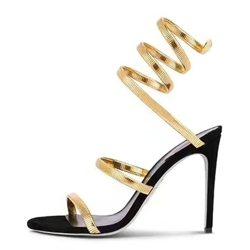 Aneikeh Sexy Crystal Ankle Strap Heels Sandals Women Summer Street Style Open Toe Thin High Heels Party Banquet Prom Luxury Shoe