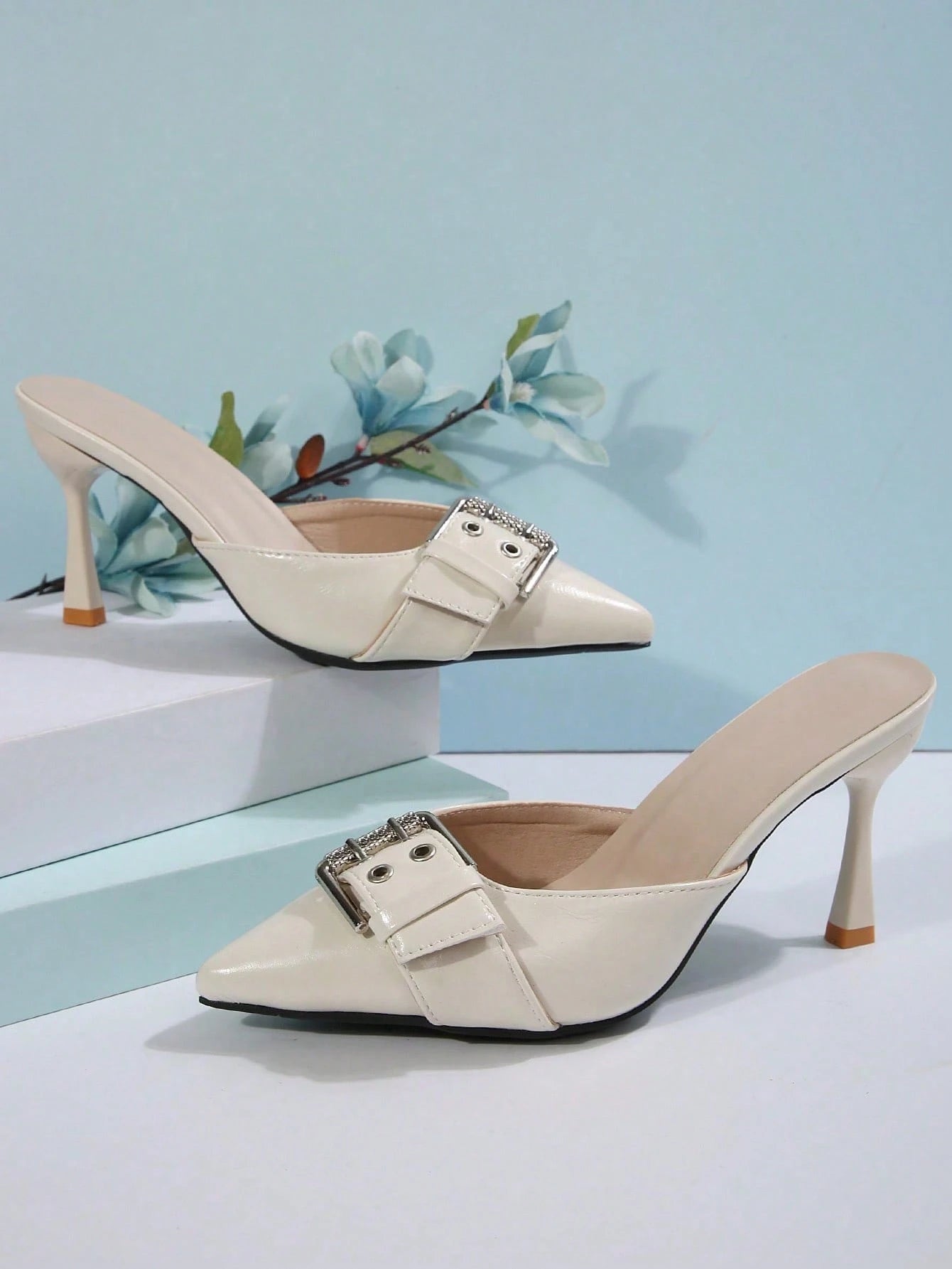 New Arrival Pointed Toe Leopard Print Bow Decor Mid Heel Mules, Fashionable EU Style, Early Autumn