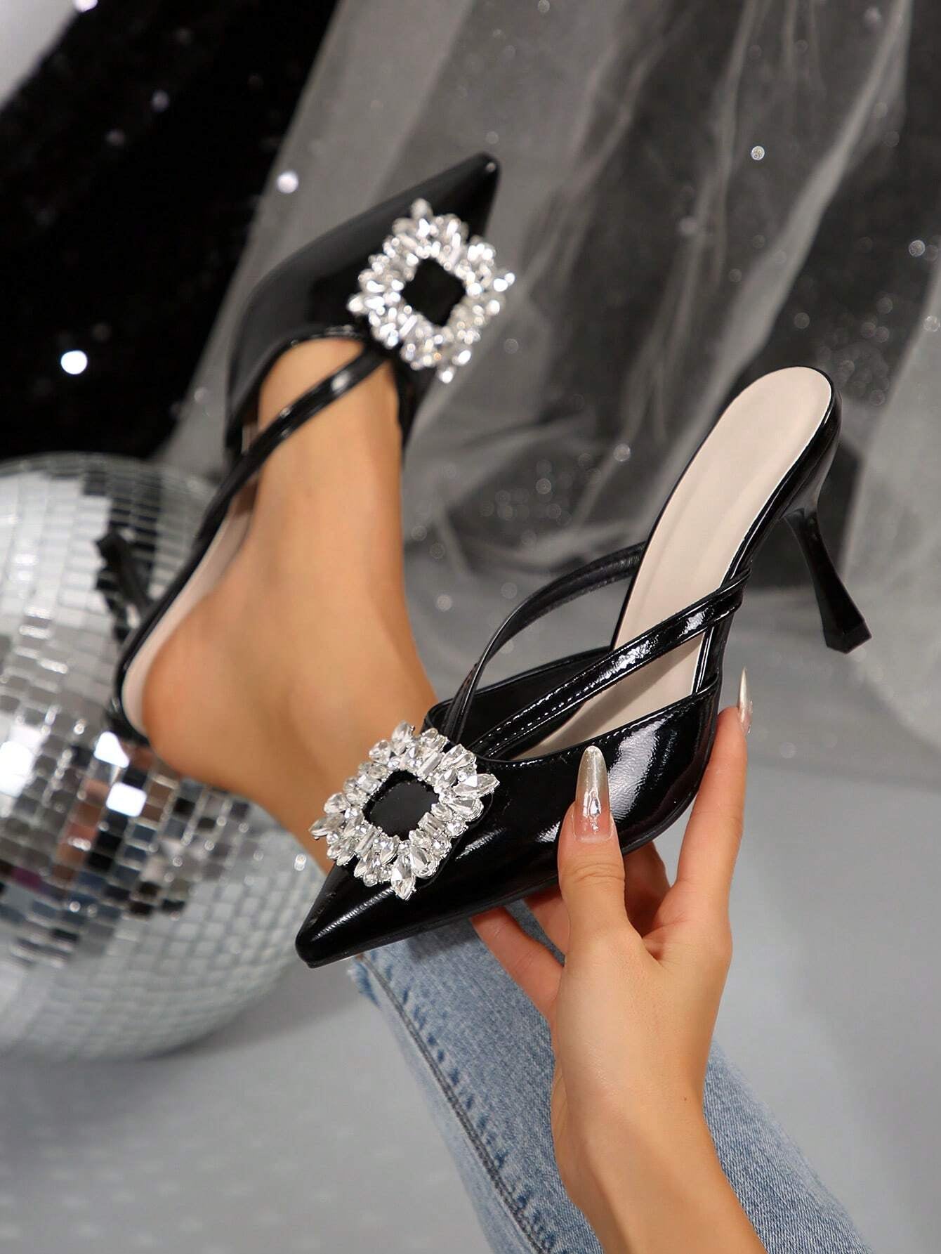 New Arrival Pointed Toe Leopard Print Bow Decor Mid Heel Mules, Fashionable EU Style, Early Autumn