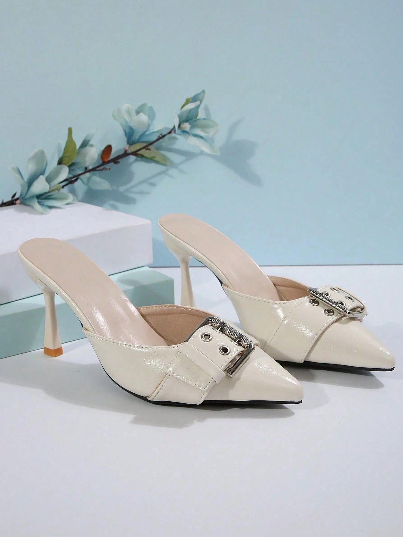 New Arrival Pointed Toe Leopard Print Bow Decor Mid Heel Mules, Fashionable EU Style, Early Autumn