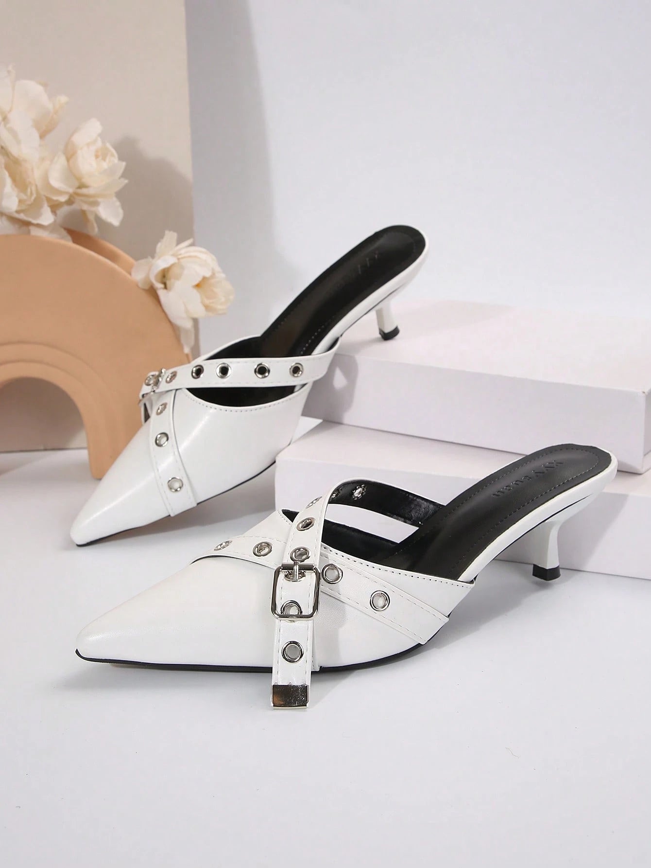 New Arrival Pointed Toe Leopard Print Bow Decor Mid Heel Mules, Fashionable EU Style, Early Autumn