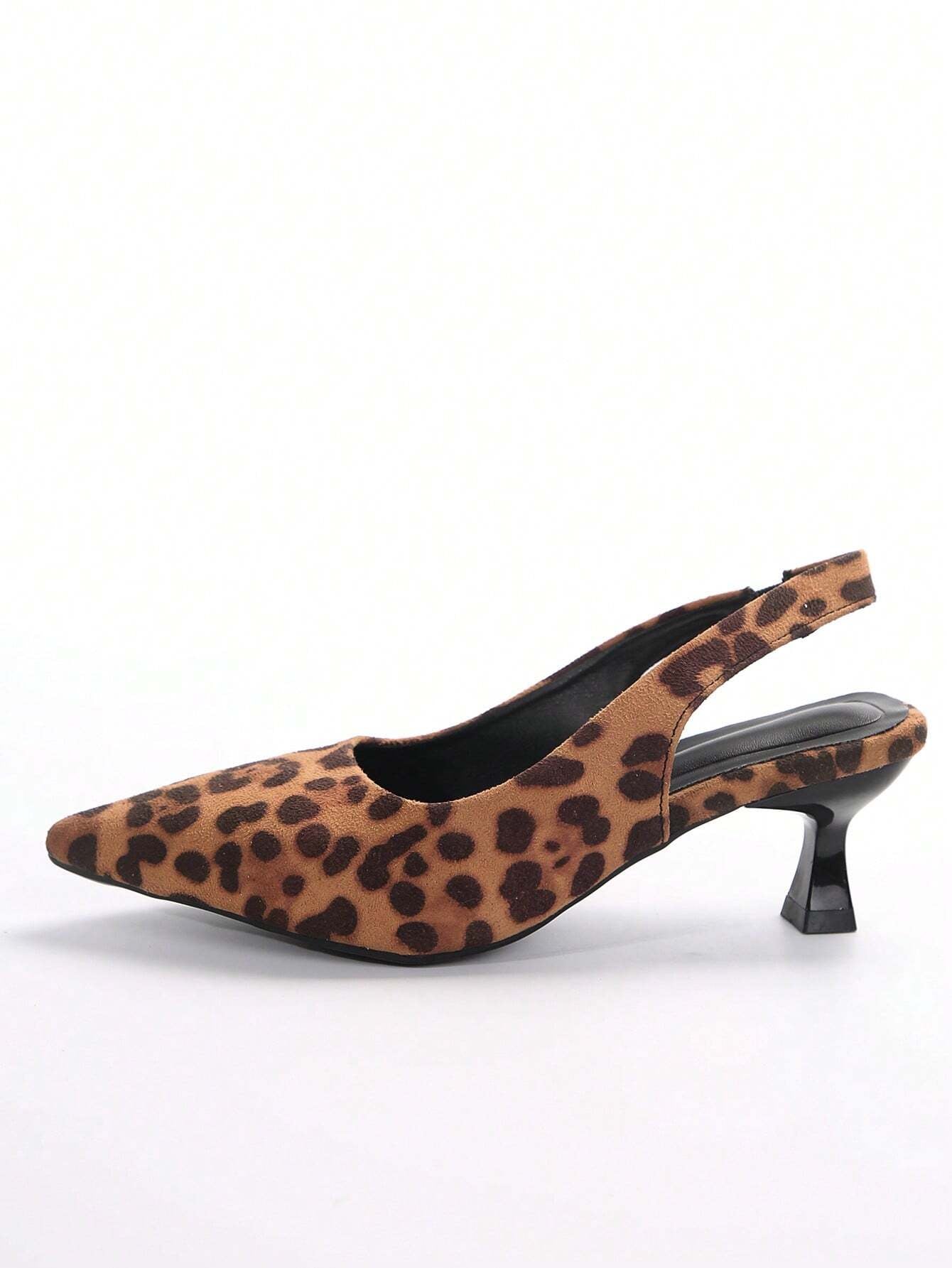 New Arrival Pointed Toe Leopard Print Bow Decor Mid Heel Mules, Fashionable EU Style, Early Autumn